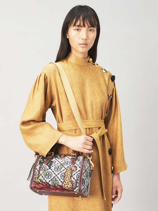 Tory-Burch-83976-T-Monogram-Jacquard-Embroidered-Duffle-Tory-Navy-Balilene-onmodel