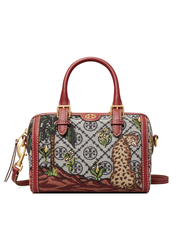 Tory Burch T Monogram Embroidered Mini Duffle Bag Navy