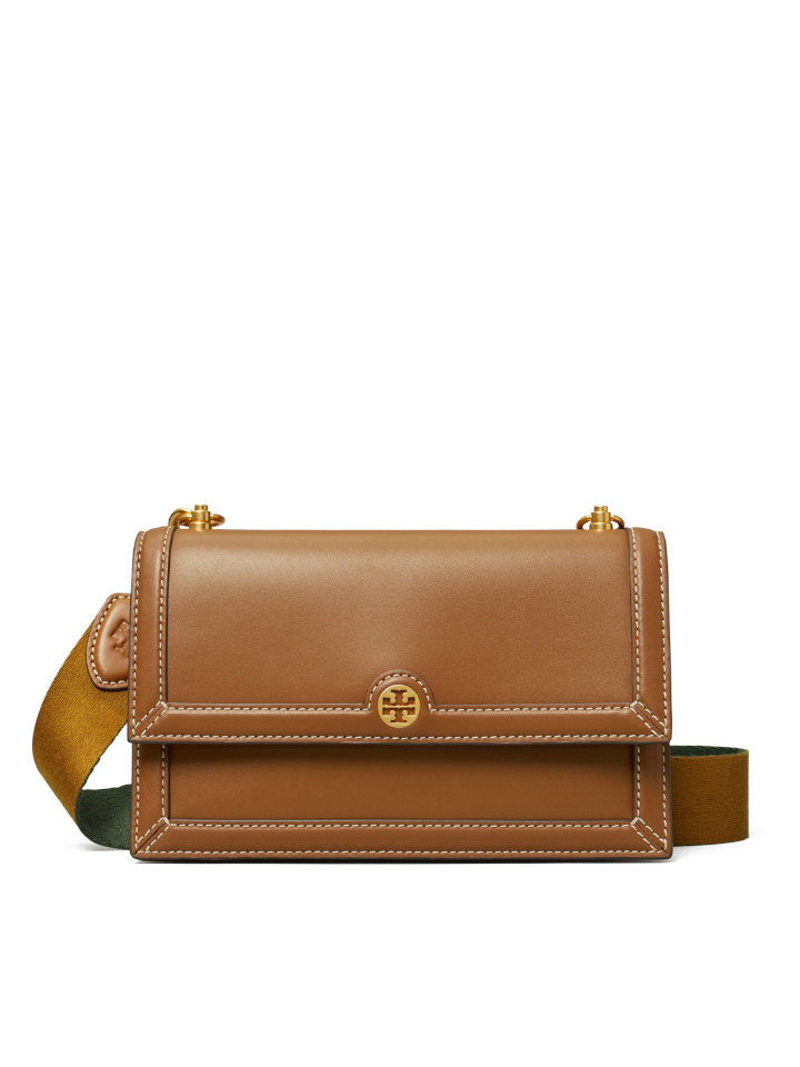Tory Burch 84026 T Monogram Leather Mini Shoulder Bag Moose
