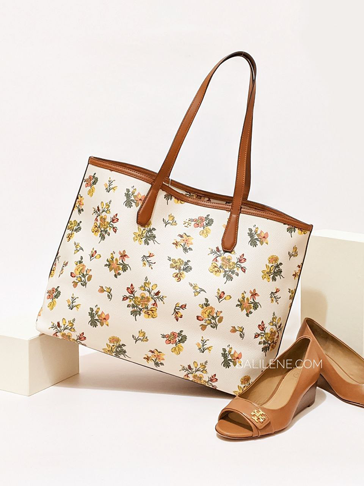 Tory Burch (84765) Kerrington Large Cream Floral Printed Coated Canvas