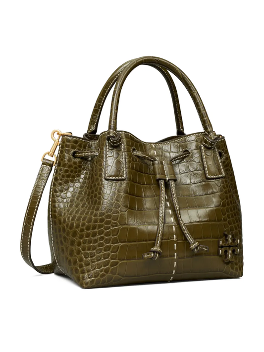    Tory-Burch-85118-McGraw-Embossed-Small-Drawstring-Satchel-New-Olive-Balilene-depan1