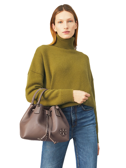    Tory-Burch-85119-McGraw-Small-Drawstring-Satchel-Silver-Maple-Balilene-onmodel