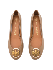 Tory Burch 85565 Multi-logo Block Heel Softy Naplak Almond Flour