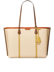 Tory Burch 86501 Perry Color-Block Triple-Compartment Tote Beeswax Hot Chocolate
