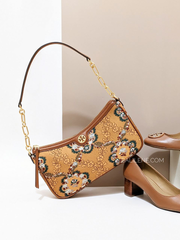 Tory Burch 86603 T Monogram Brocade Studio Sunset Bonfire