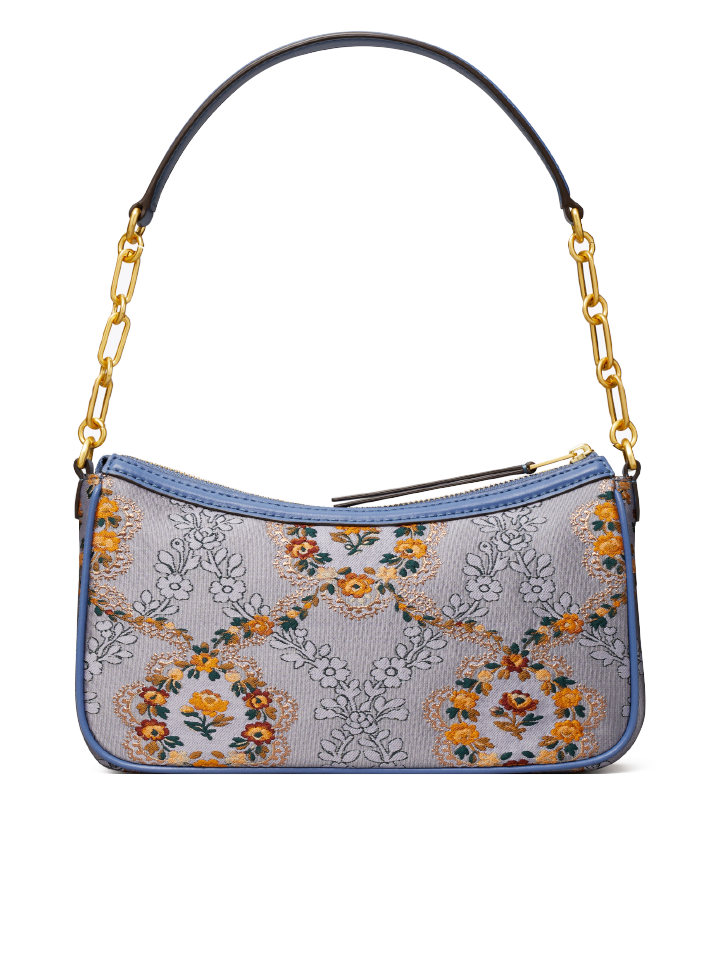 Tory Burch 86604 T Monogram Brocade Studio Bag Sea Frost