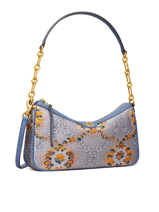 Tory Burch 86604 T Monogram Brocade Studio Bag Sea Frost