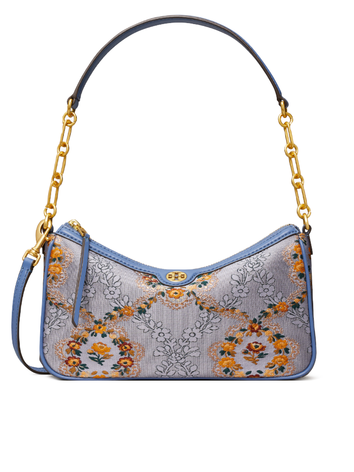 Tory Burch 86604 T Monogram Brocade Studio Bag Sea Frost