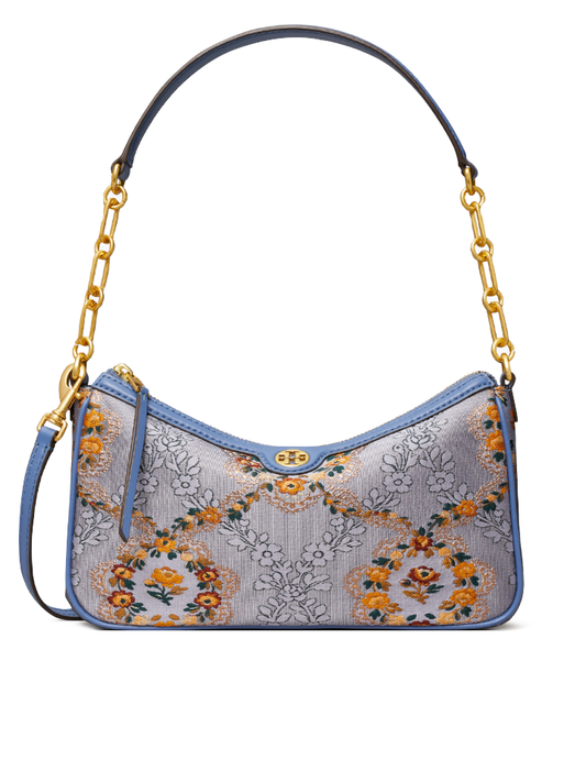 Tory Burch 86604 T Monogram Brocade Studio Bag Sea Frost