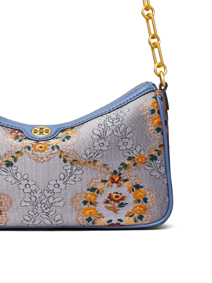 Tory Burch 86604 T Monogram Brocade Studio Bag Sea Frost