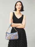 Tory Burch 86604 T Monogram Brocade Studio Bag Sea Frost