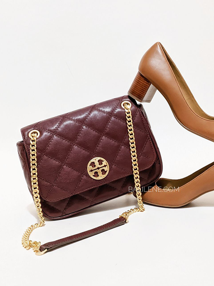 Tory Burch 87863 Willa Small Shoulder Bag Claret Balilene