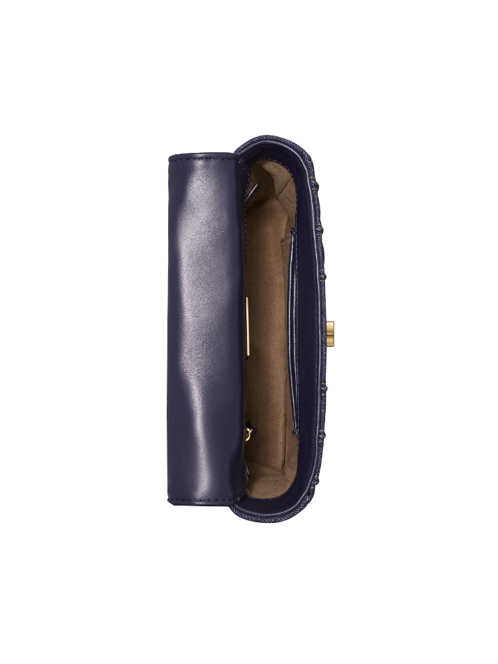 Tory Burch 88115 Kira Denim Chain Shoulder Bag Tory Navy