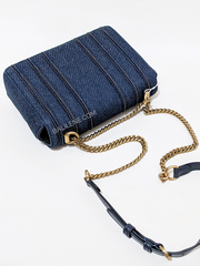 Tory Burch 88115 Kira Denim Chain Shoulder Bag Tory Navy