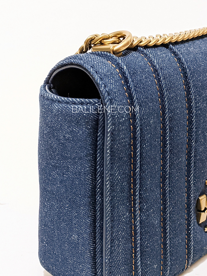 Tory Burch 88115 Kira Denim Chain Shoulder Bag Tory Navy