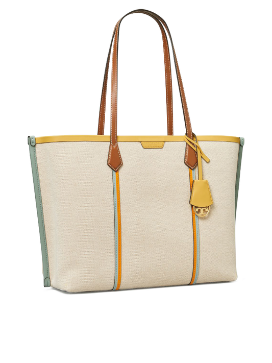 Tory Burch Perry Canvas Triple Compartment Tote Natural
