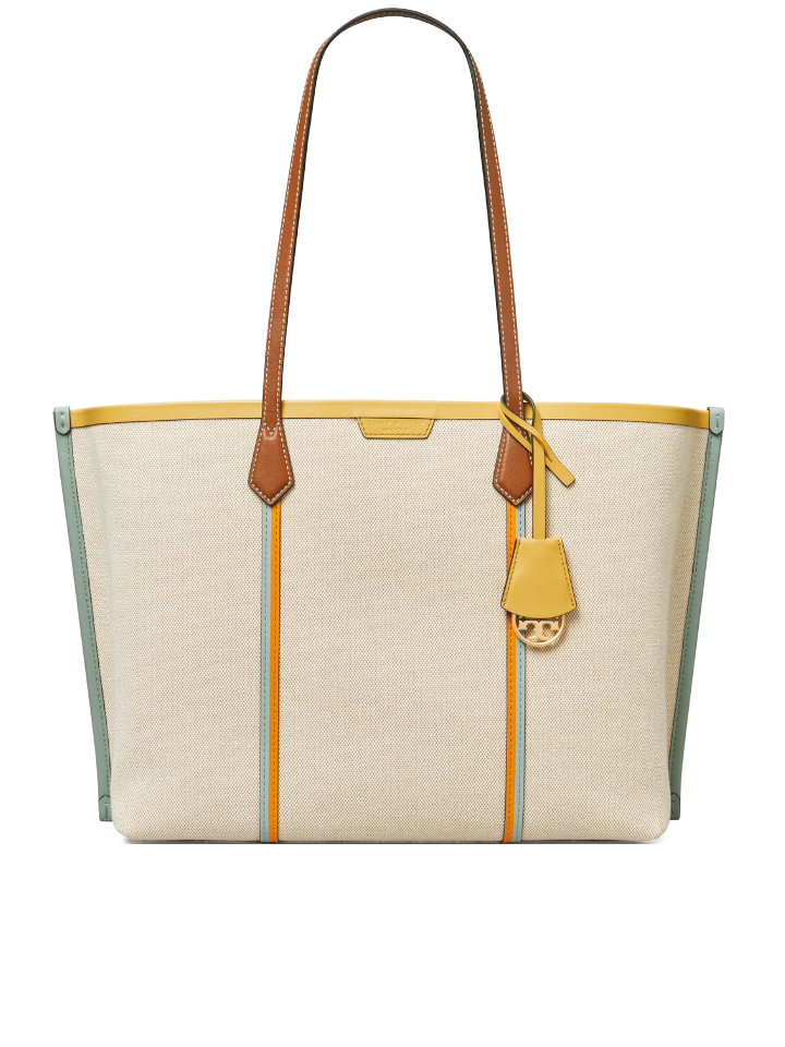 Tory Burch Perry Canvas Triple Compartment Tote Natural