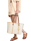 Tory Burch Perry Canvas Triple Compartment Tote Natural