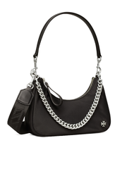 Tory Burch Mercer Small Nylon Crescent Bag Black