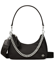 Tory Burch Mercer Small Nylon Crescent Bag Black