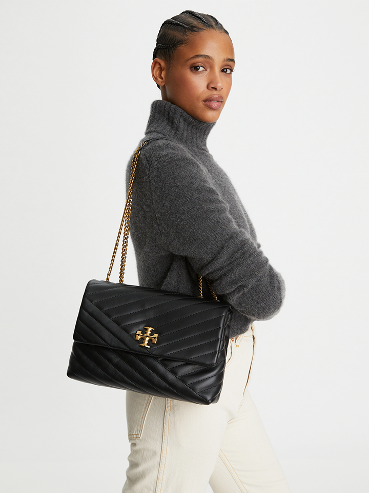 Tory Burch Kira Chevron Convertible Shoulder Bag Black – Balilene