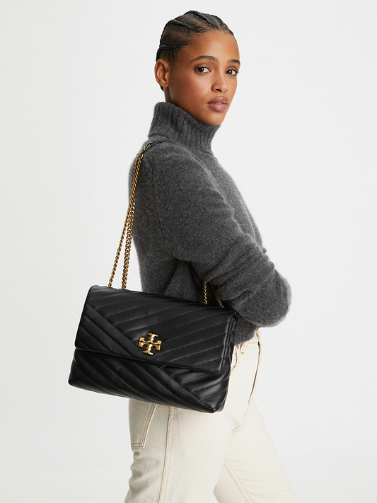 Tory Burch Kira Chevron Convertible Shoulder Bag Black