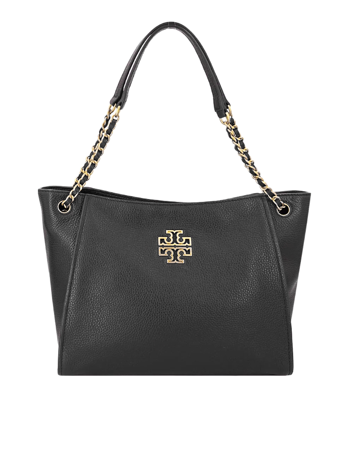 Tory-Burch-Britten-Small-Slouchy-Tote-Black-Balilene-depan