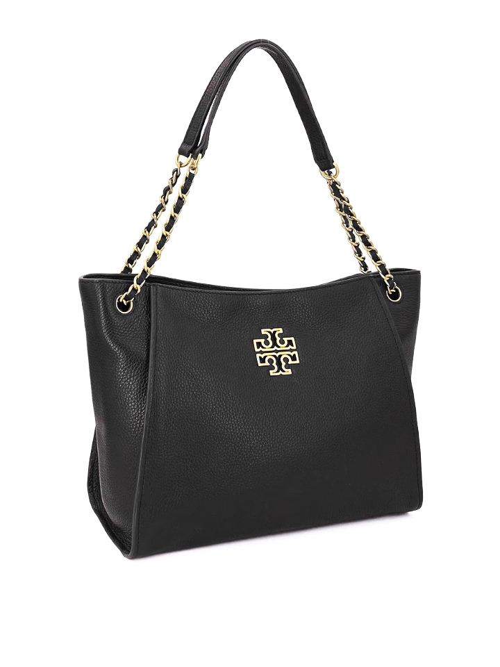 Tory-Burch-Britten-Small-Slouchy-Tote-Black-Balilene-samping