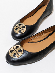 Tory Burch Chelsea Ballet Flat Tumbled Leather Perfect Black