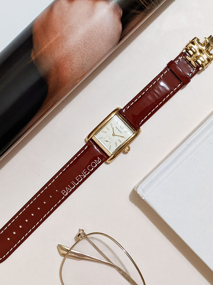 Tory Burch Eleanor Red Patent Leather/Gold-Tone Stainless Steel Watch