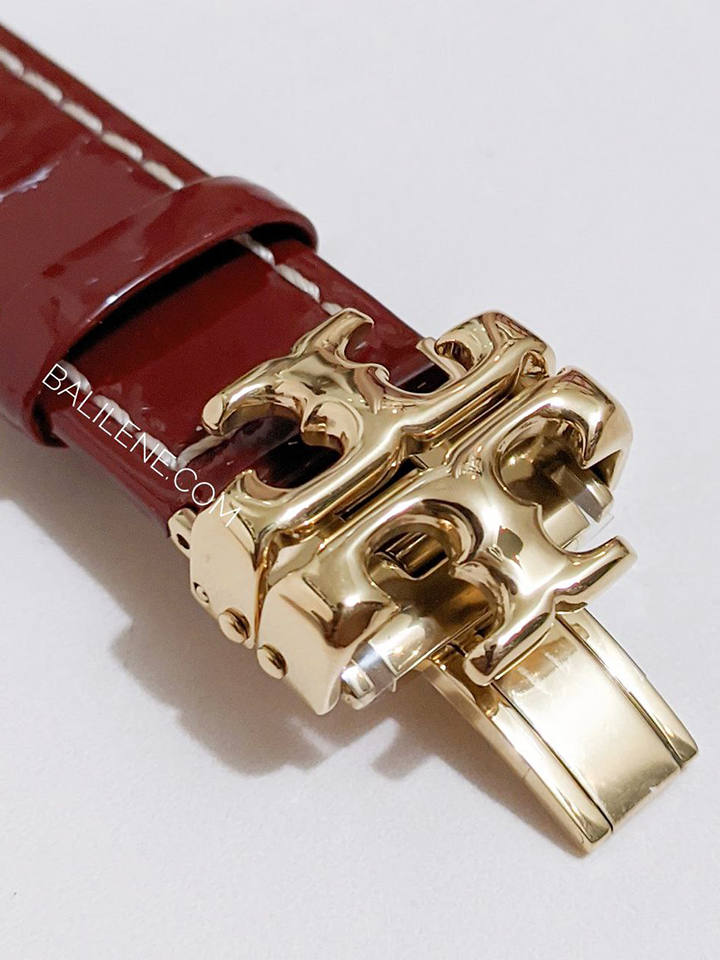 Tory Burch Eleanor Red Patent Leather/Gold-Tone Stainless Steel Watch