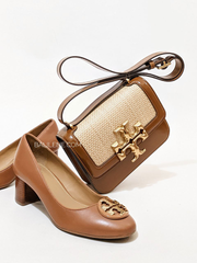 Tory Burch Eleanor Straw Small Convertible Shoulder Bag Brown