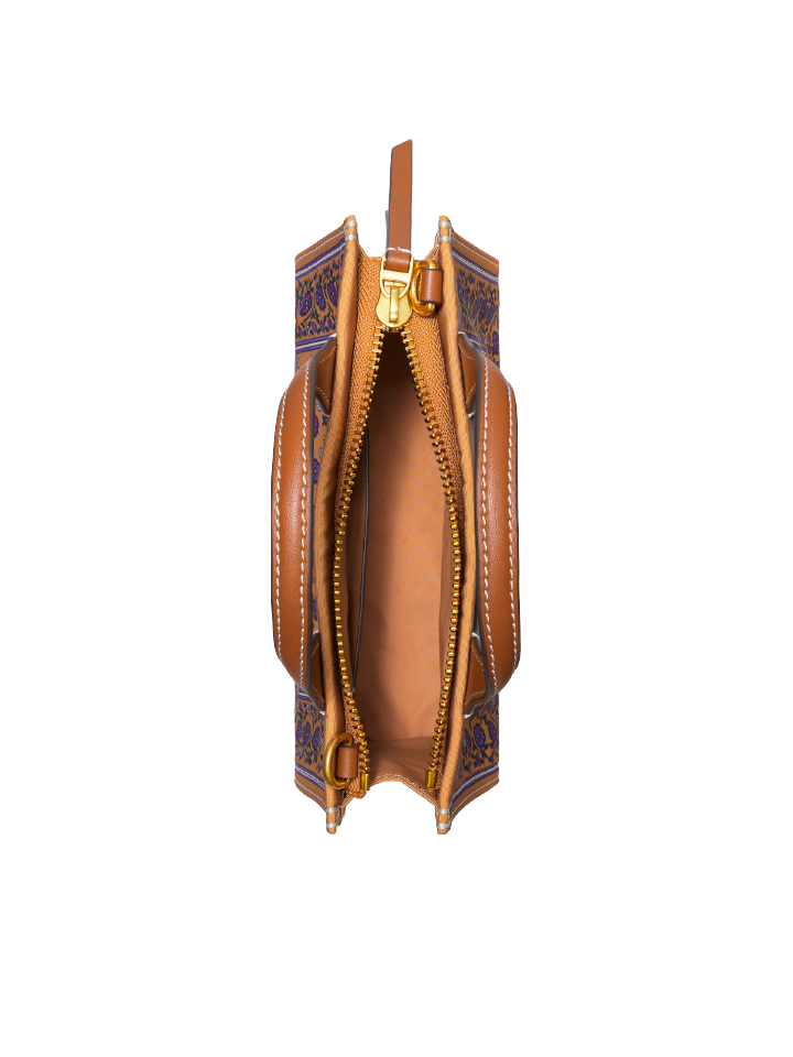 Tory-Burch-Ella-Printed-Mini-Tote-Brown-Floral-Daisy-Border-Balilene-dalam
