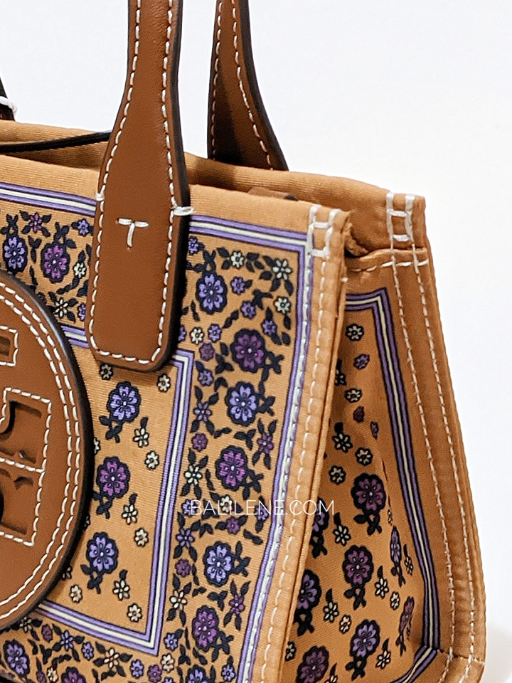 Tory-Burch-Ella-Printed-Mini-Tote-Brown-Floral-Daisy-Border-Balilene-detail-samping