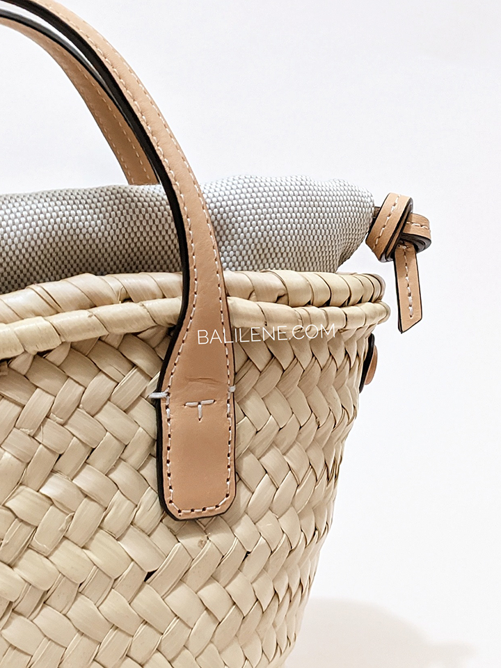 Tory Burch Ella Straw Mini Basket Natural Golden Sunset