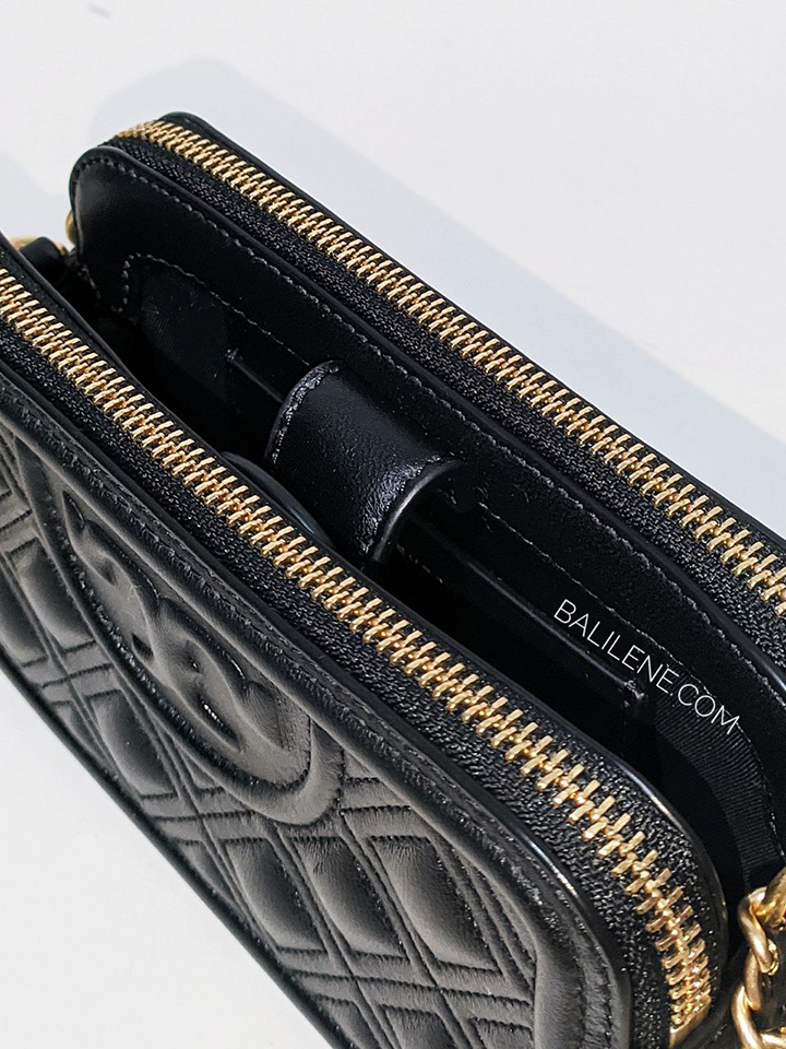 Tory-Burch-Fleming-Double-Zip-Mini-Bag-Black-Balilene-detail-dalam