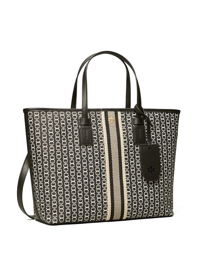 Tory Burch Gemini Link Canvas Small Top-zip Tote Bag Black