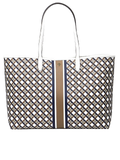 Tory Burch Geo Logo Tote With Strip Ivory Neutral