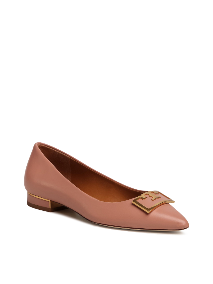 Tory Burch Gigi 20MM Point Toe Flat Calf Leather Pink Moon – Balilene Tory Burch Gigi 20MM Point Toe Flat Calf Leather Pink Moon – Balilene