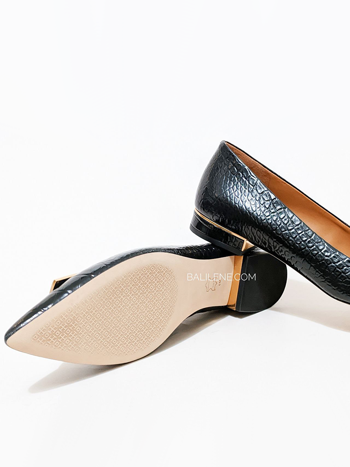 Tory-Burch-Gigi-20mm-Pointed-Toe-Flat-Croco-Embossed-Black-Balilene-detail-bawah