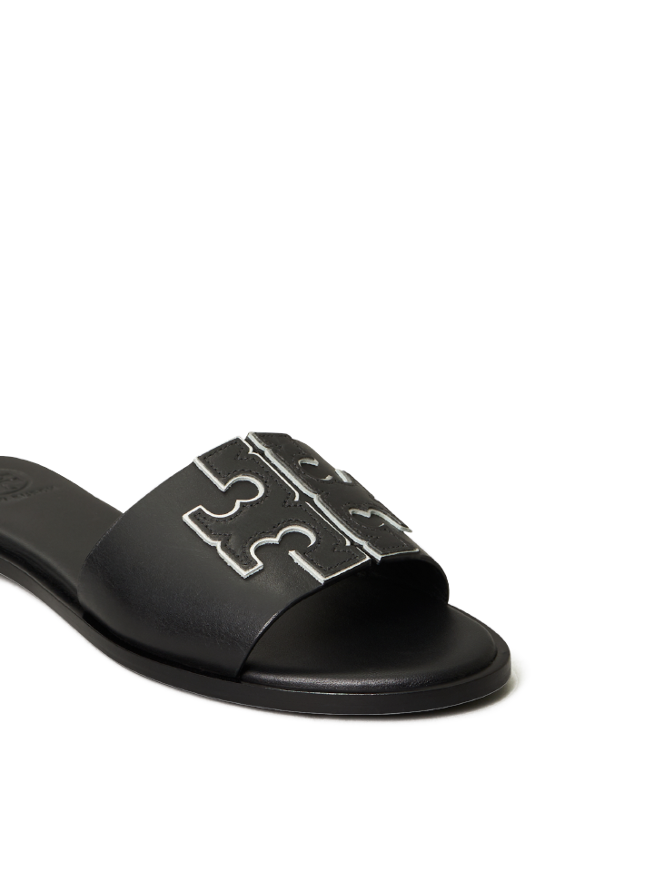 Tory-Burch-Ines-Slide-Calf-Leather-Metallic-Black-Balilene-logo4