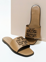 Tory Burch Ines Slide Textured Calf Leather Almond Flour