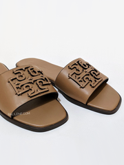 Tory Burch Ines Slide Textured Calf Leather Almond Flour