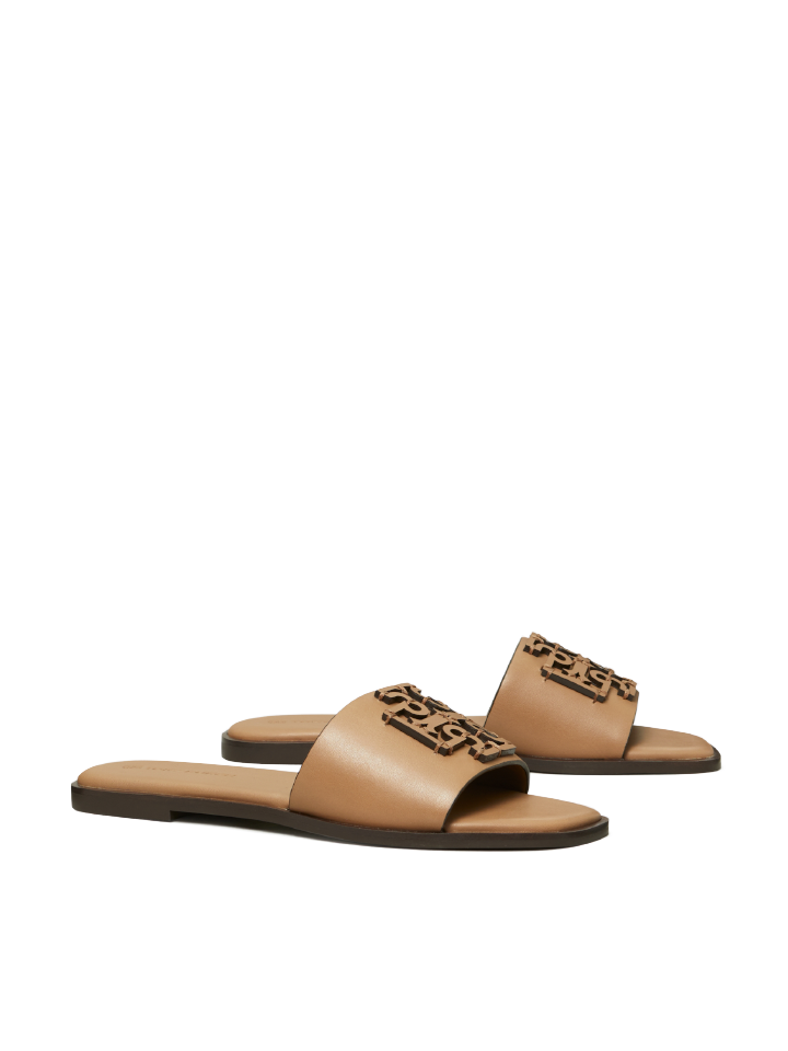 Tory Burch Ines Slide Textured Calf Leather Almond Flour