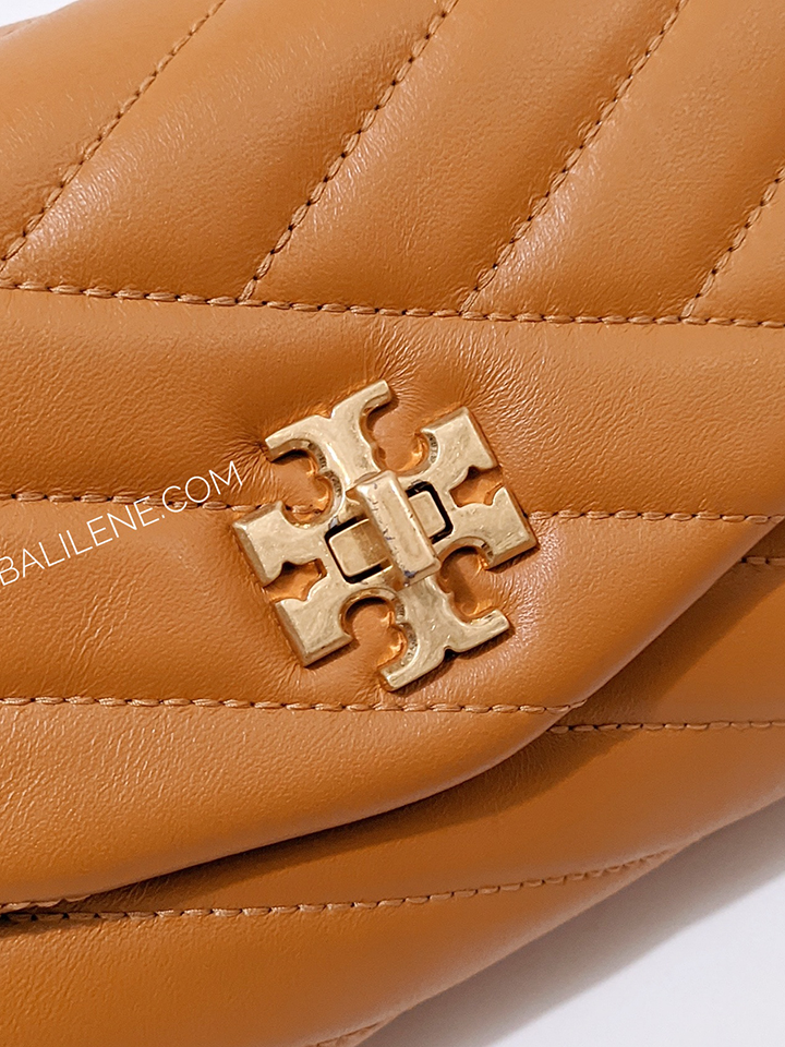 Tory Burch Kira Chevron Chain Crossbody Bag/ Wallet/ Squash /Rolled  Brass/$348