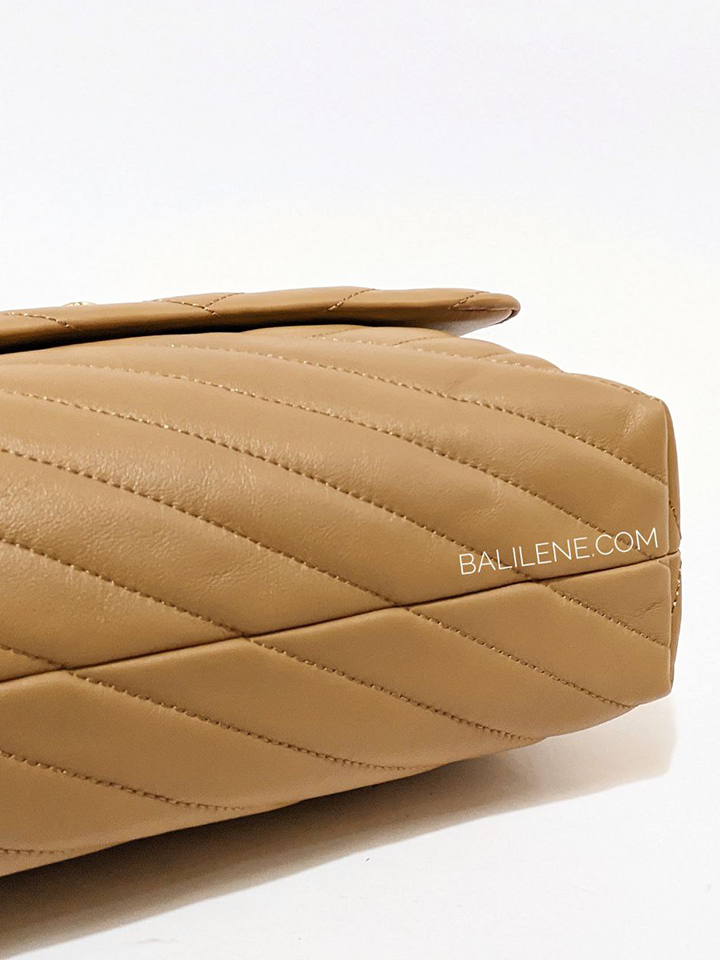 Tory Burch Kira Chevron Small Convertible Shoulder Bag Almond Brown –  Balilene
