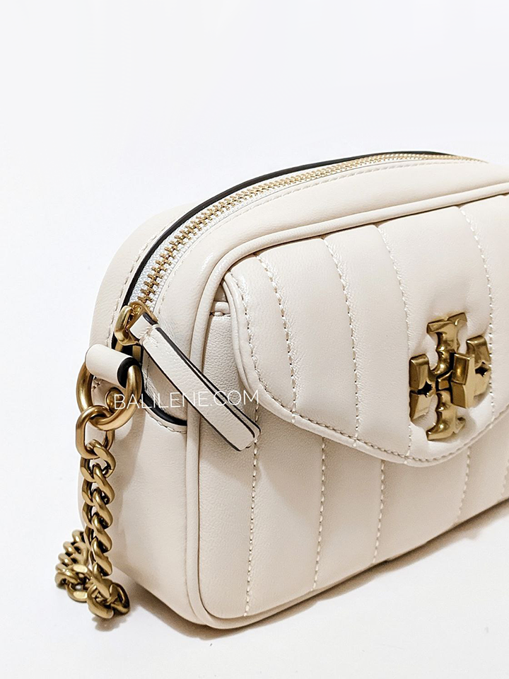 Tory Burch Mini Kira Quilted Leather Crossbody Camera Bag in Brie Rolled  Gold 196133124574
