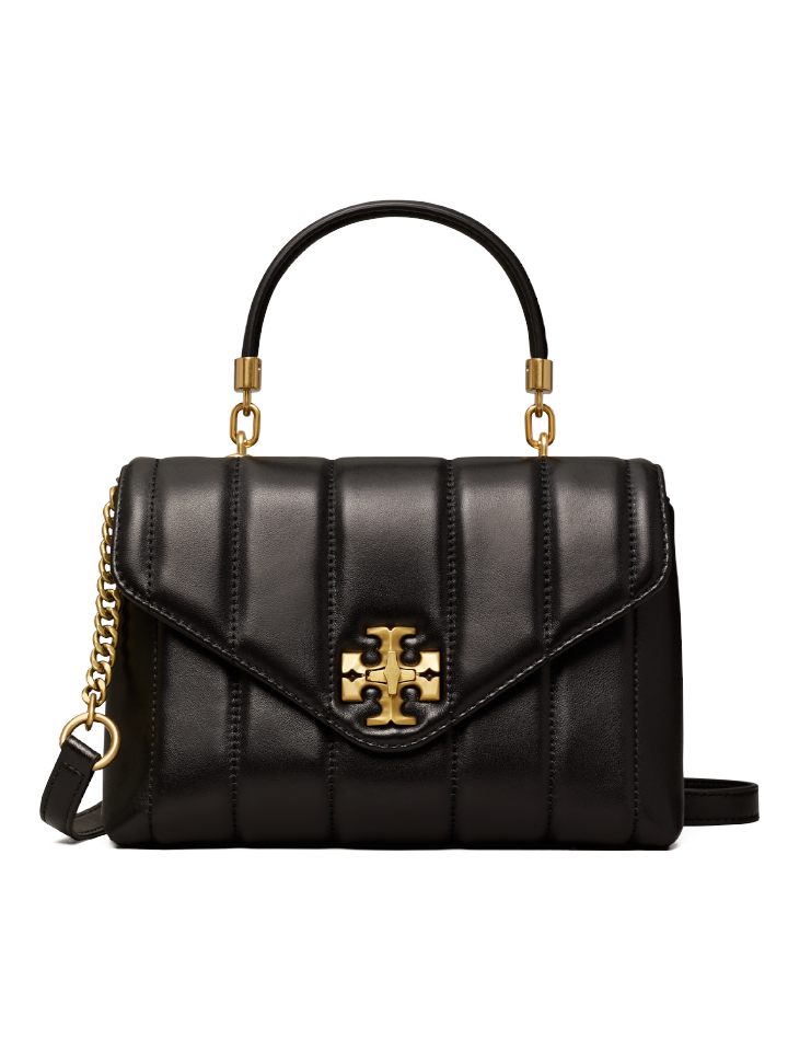 Tory-Burch-Kira-Small-Top-Handle-Satchel-Bag-Black-Rolled-Gold-Balilene-depan