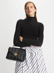 Tory Burch Kira Small Top-Handle Satchel Bag Black/Rolled Gold