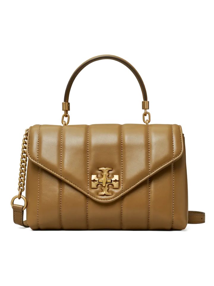 Tory Burch Kira Small Top-Handle Satchel Bag Toasted Sesame/Rolled Gold